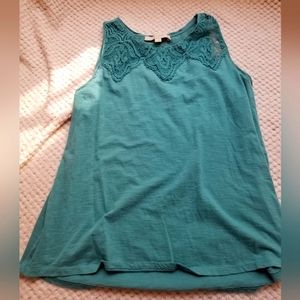 Blue Lace Tank Top Blouse